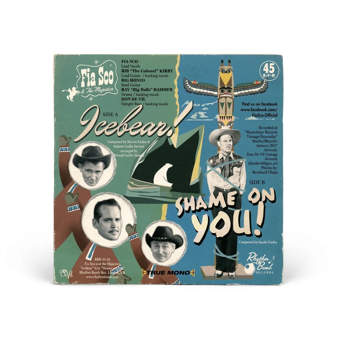 Fia Sco & The Majestics – Icebear! / Shame On You! | Vinyl 7" Single Mono (Rhythm Bomb Records) - Imagen 2