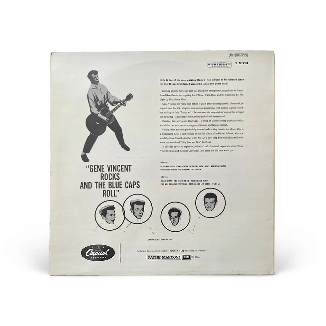 Gene Vincent and The Blue Caps – Gene Vincent Rocks! And The Blue Caps Roll | Vinyl 12" LP Mono (Prensado Francés 1976) - Imagen 2