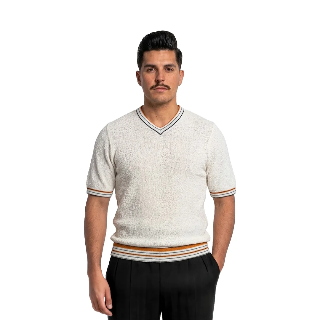 Towncraft Penneys – Vintage 60s Knit V-Neck Shirt | Playera de Punto Retro (Talla Medium)