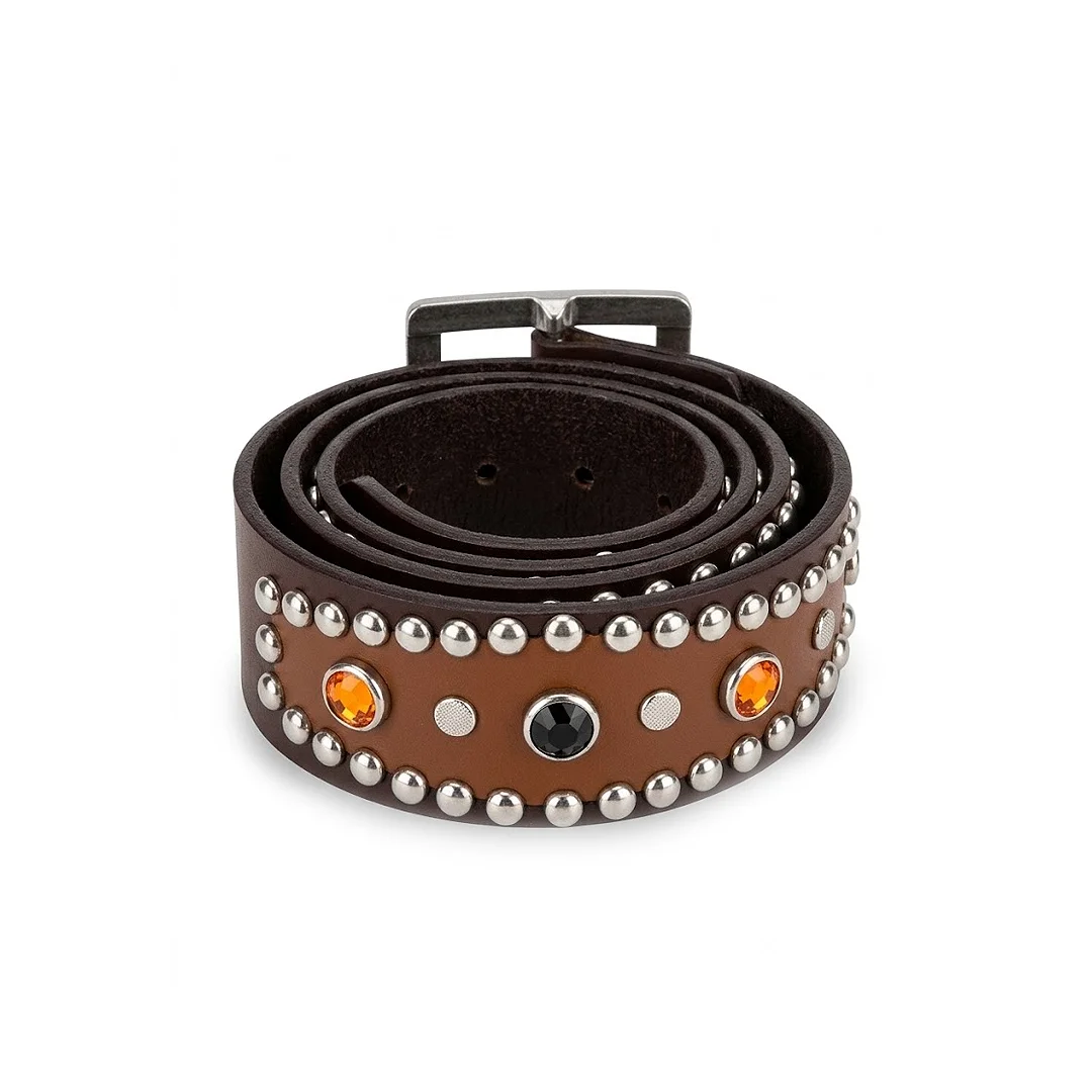 Cinturón Custom Vintage Studded Leather (Talla 34) - Imagen 2