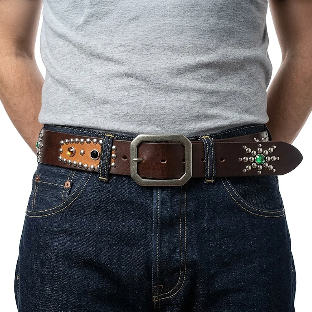 Cinturón Custom Vintage Studded Leather (Talla 34) - Imagen 3